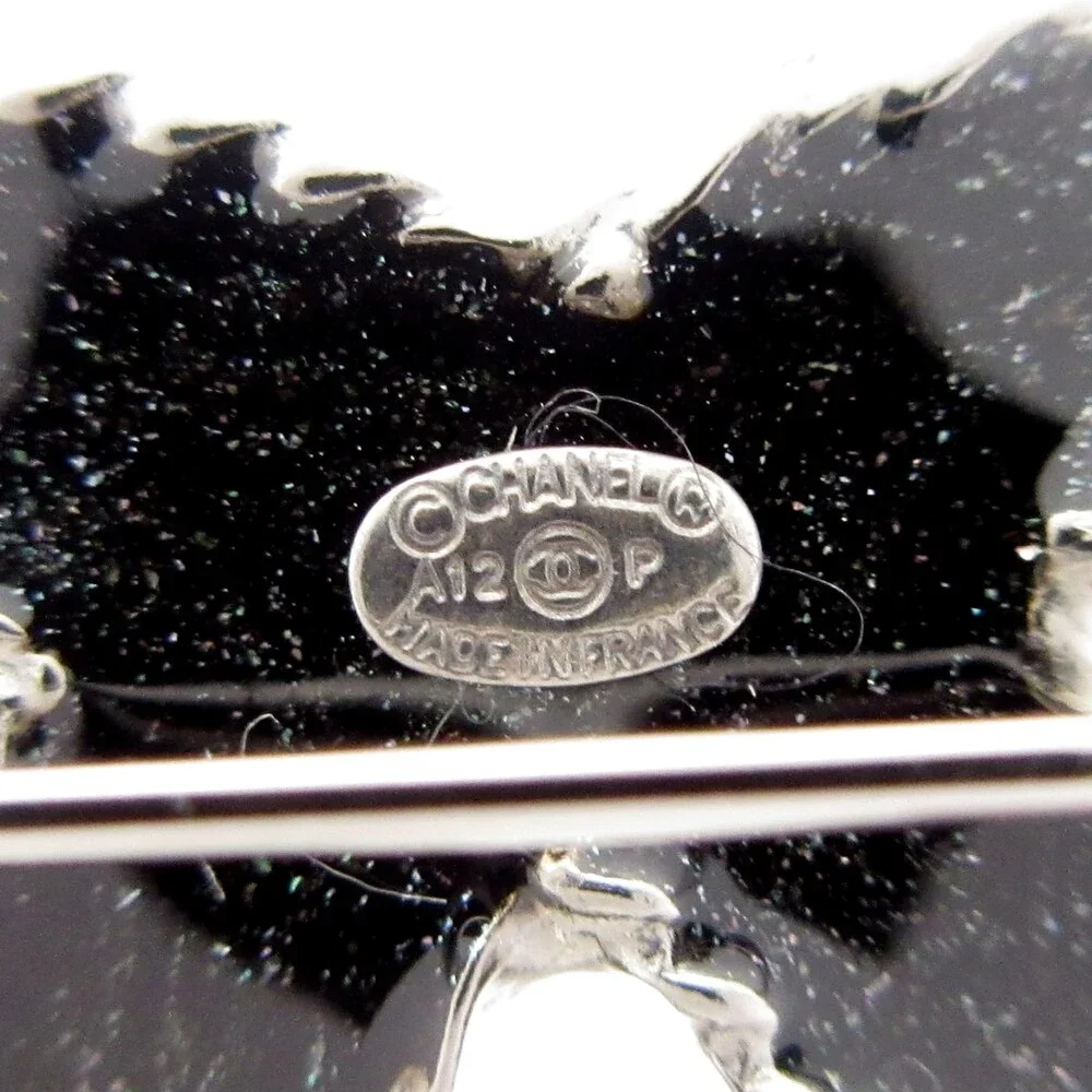 Chanel Coco Brooch Silver Black Multi Hardware Rhinestones